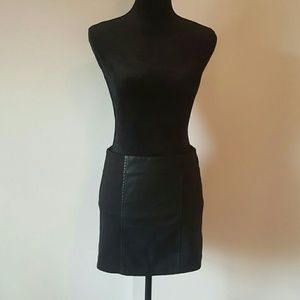 Black Faux Leather Textured Mini Skirt